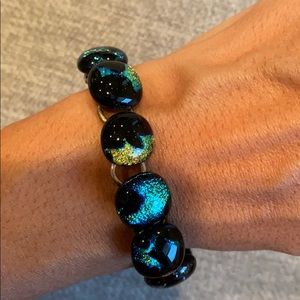 Never worn black bead and silver bracelet